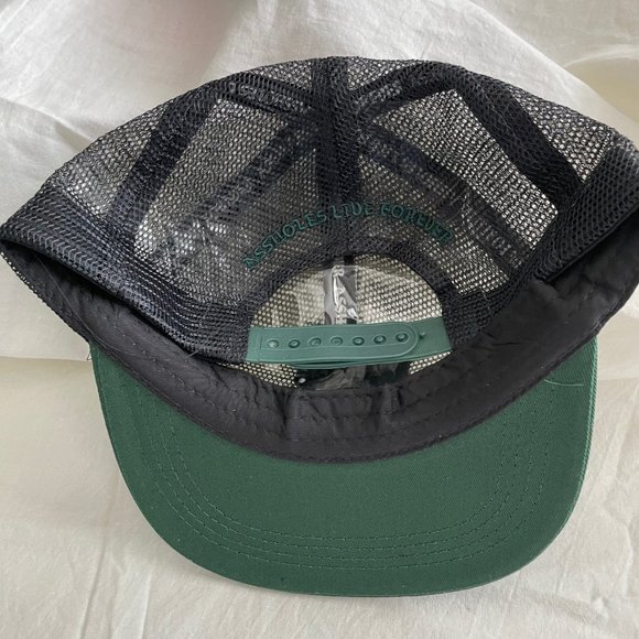 Assholes Lives Forever Embroidered Snapback Hat | Black Mesh, Green Brim | NWOT - Picture 4 of 4